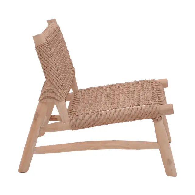 Πολυθρόνα Wanderlene pakoworld σκελετός teak ξύλο με σχοινί σε φυσική απόχρωση 67x79x68εκ 3