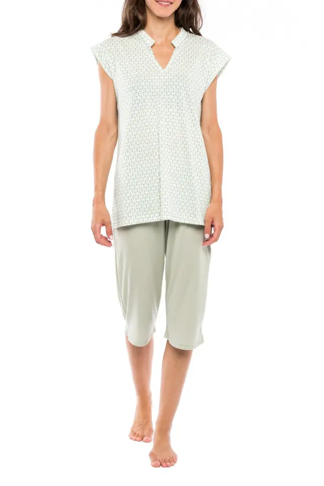 S1118 - Type - PYJAMA CAPRI GREEN GEOMETRIC - S