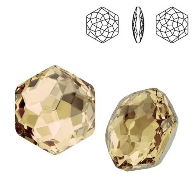 Swarovski 4683 Fantasy Hexagon Crystal Golden Shadow 14x15.8mm - 1τεμ