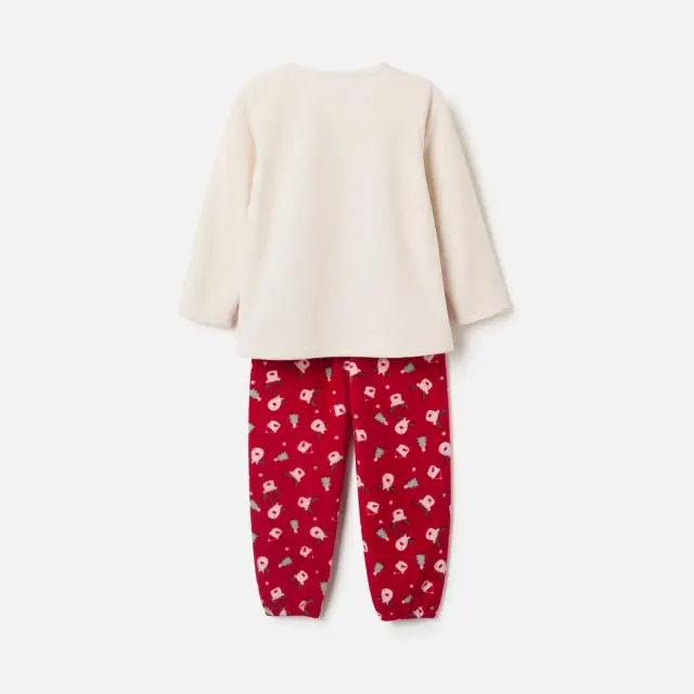 Zippy Fleece Πιτζάμα σε Εκρού και Κόκκινο για Κορίτσι 2