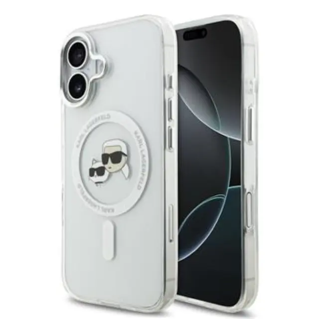 Karl Lagerfeld IML K&CH Heads Metal Frame MagSafe Case for iPhone 17 Transparent
