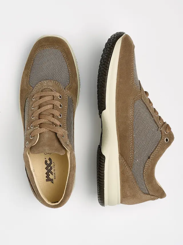 Imac Sneakers Ανδρικό δέρμα suede/ύφασμα Μπεζ IMA/351081 TORTORA 3