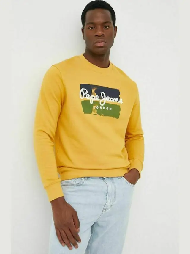 PEPE JEANS PRESTYN-ΜΑΚΡΥΜΑΝΙΚΟ ΑΝΔΡIKΟ OCHRE YELLOW