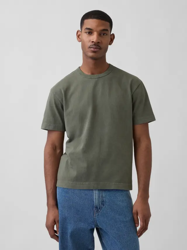 Ανδρική Μπλούζα Heavyweight Cropped Γραμμής tweed green