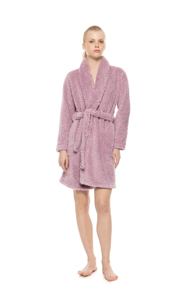 Pink Label Robe Fleece Jaquard γυναικεία χειμερινή ρόμπα W2048-1 - S