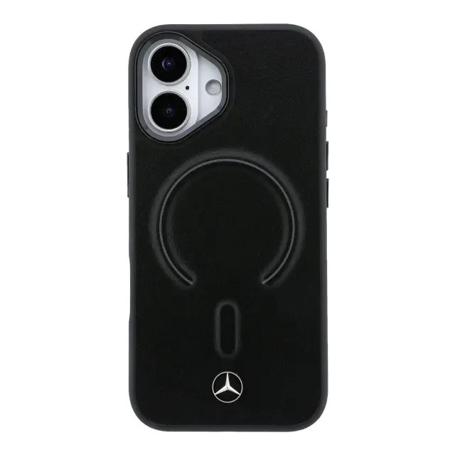 Mercedes PU Leather 3D MagSafe Case for iPhone 17 Black 3