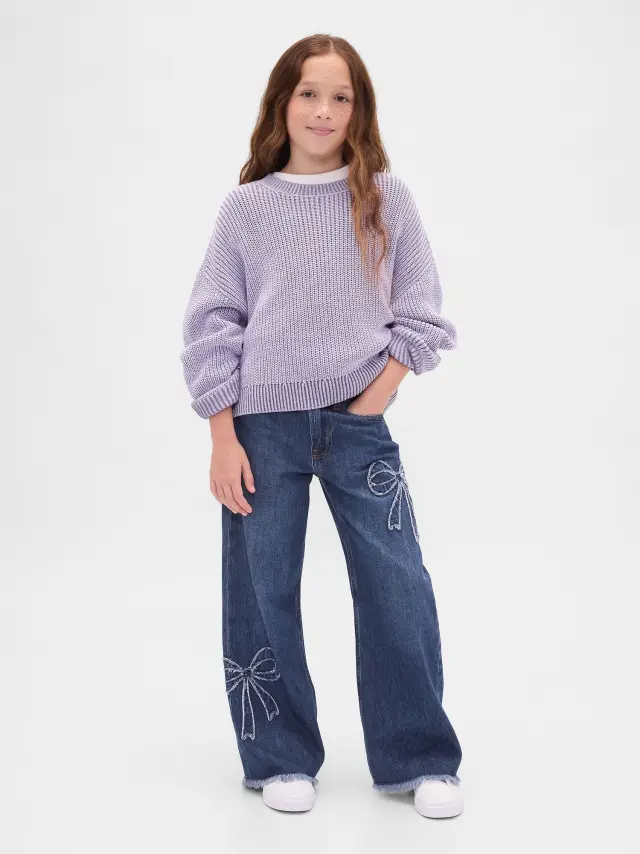 Παιδικό Low Rise Stride Wide-Leg Τζιν Παντελόνι Medium wash bow - 5