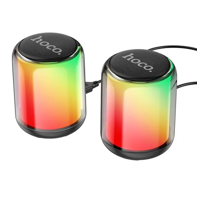 Hoco BS56 Ασύρματα Ηχεία Υπολογιστή 2.0 με RGB Φωτισμό και Bluetooth Ισχύος 10W σε Μαύρο Χρώμα