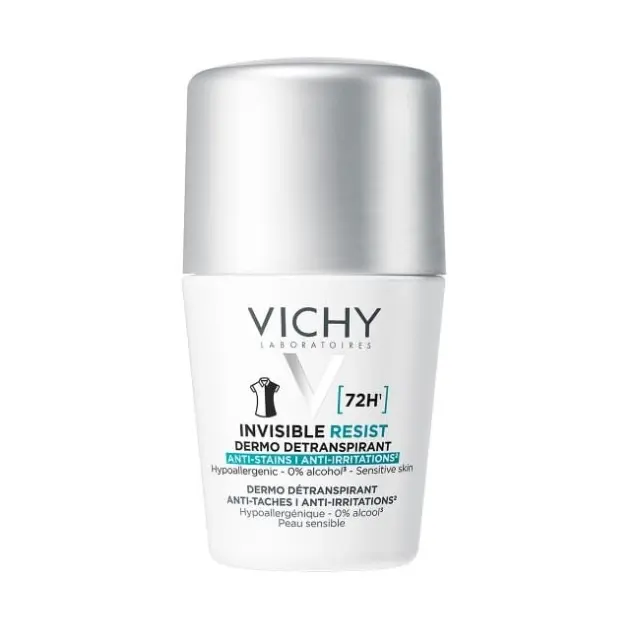 VICHY Deodorant Invisible Anti-Stain - Anti Irritation Roll-On Αποσμητικό Κατά των Σημαδιών και της Έντονης Εφίδρωσης 50ml