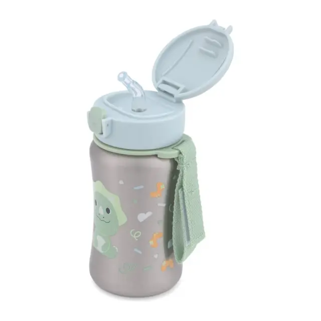 Skip Hop Besties Squad Ανοξείδωτο Παγούρι με Καλαμάκι 350ml Dino Green 2