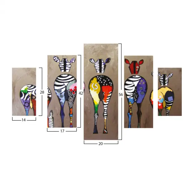 ΠΙΝΑΚΑΣ ΠΕΝΤΑΠΤΥΧΟ MDF COLORFUL ZEBRAS 82Χ56x3 FB97207.03 2