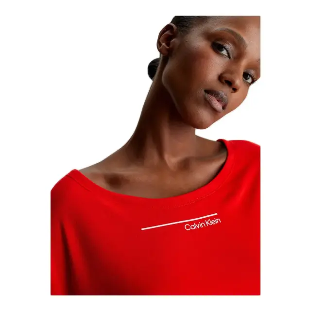 Calvin Klein Γυναικείο Μπλουζάκι Crop-Top Box Fit CK Meta Legacy, Χρώμα Cajun Red - S 3