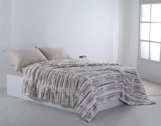 Flannel κουβέρτα 014 (160cm x 240cm) μπέζ - -