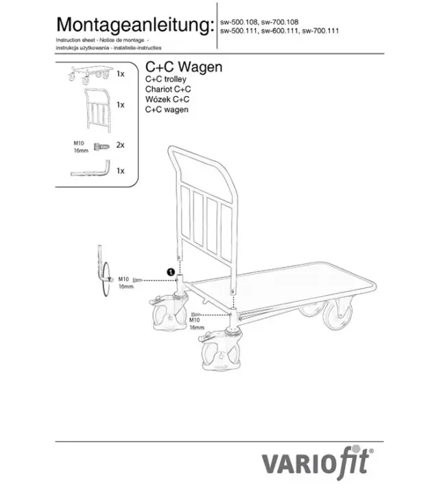 Variofit sw-500.111 Τρόλεϊ Μεταφοράς για Φορτίο Βάρους ως 400kg 2