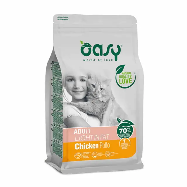 Oasy Low Grain Cat Adult Light in Fat Chicken 1,5Kg Μονόχρωμο