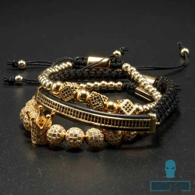 Ghetto Bracelet Set / 4Pcs Stainless Steel Gold