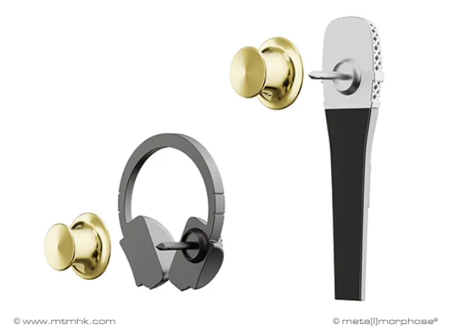 Metalmorphose Σετ 2 Καρφίτσες / 3D Metal Fashion Pins: Microphone & Headphone 3