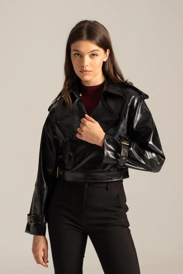 Cropped biker τζακετ δερματίνη PENELOPE - XL 2