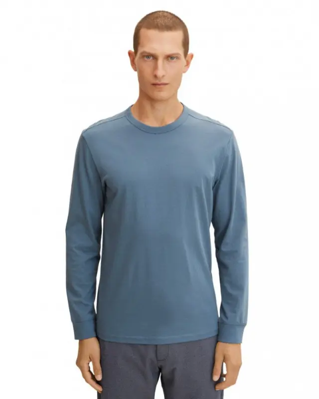 TOM TAILOR BASIC LONGSLEEVE ΜΑΚΡΥΜΑΝΙΚΗ ΜΠΛΟΥΖΑ ΑΝΔΡΙΚΗ BLUE
