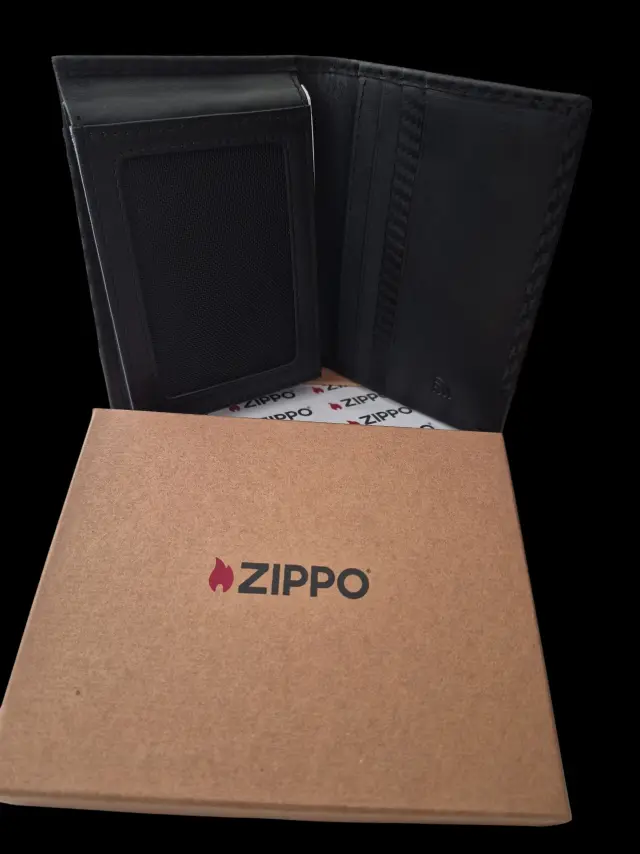 Ανδρικο Μαύρο Πορτοφόλι Zippo- Σχέδιο με Ανθρακονηματα 2