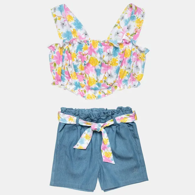 Σετ crop top με τζιν σορτς