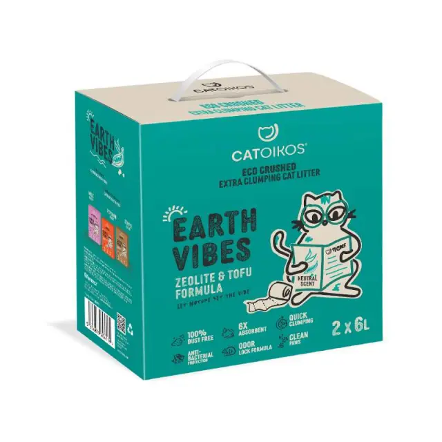 Catoikos Earth Vibes Tofu & Zeolite Neutral Βιοδιασπώμενο Υπόστρωμα Υγιεινής για Γάτες 12L (5Kg) Μονόχρωμο