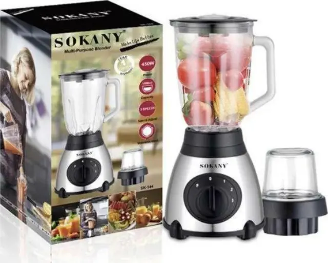 Sokany SK-148S Μπλέντερ για Smoothies με Γυάλινη Κανάτα 1.5lt 400W Γκρι 3