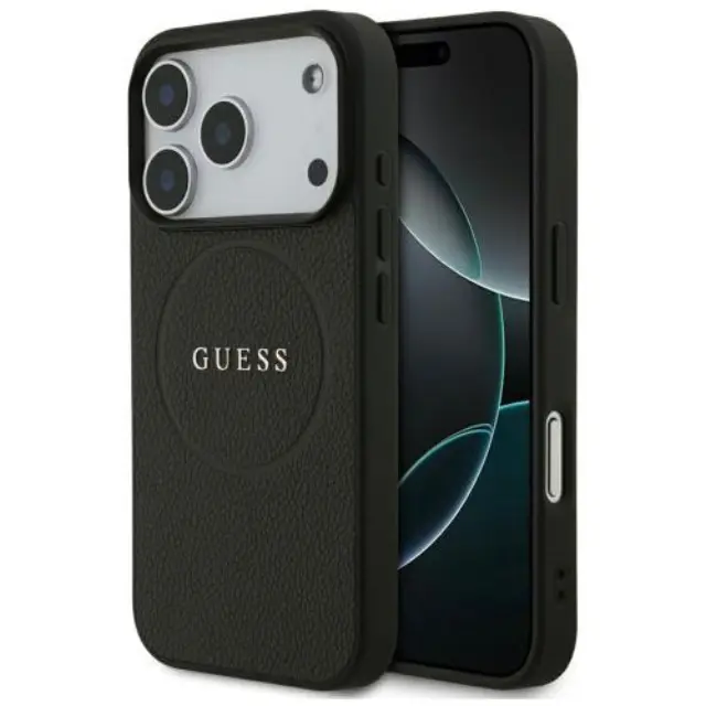 Θήκη PU Guess Apple iPhone 18 Pro Max/ 17 Pro Max MagSafe Grained Gold Ring Μαύρο N69307
