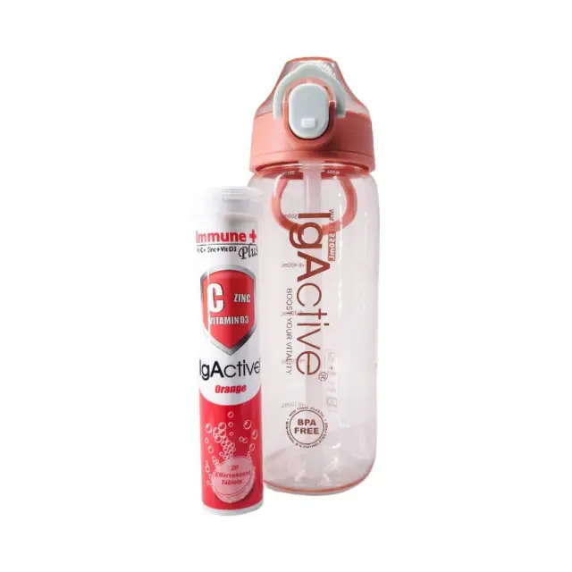 IgActive Immune Plus, Συμπλήρωμα για το Ανοσοποιητικό Σύστημα 20 αναβράζοντα δισκία Πορτοκάλι & Δώρο Μπουκάλι 550ml