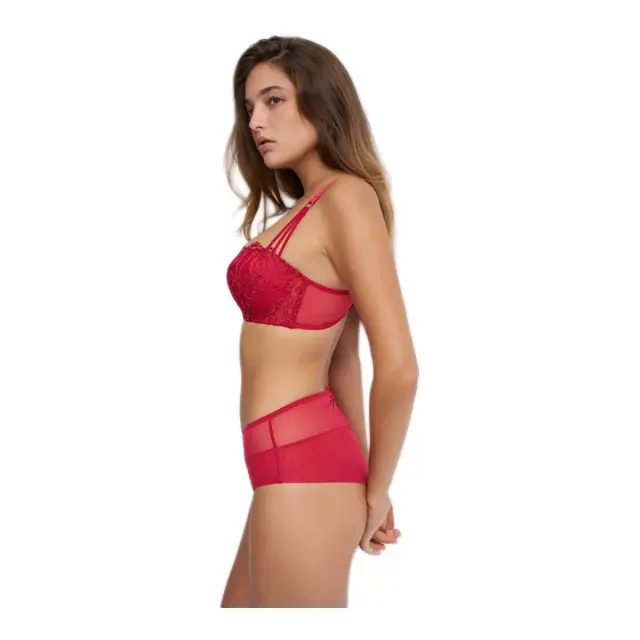 Luna Γυναικείο Σουτιέν Ελαφριά Ενίσχυση Balconette Cut & Sew Lilium, Χρώμα Wine Red 3