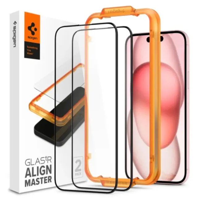Spigen Full Face Tempered Glass 2τμχ Μαύρο iPhone 15 Plus / 16 Plus
