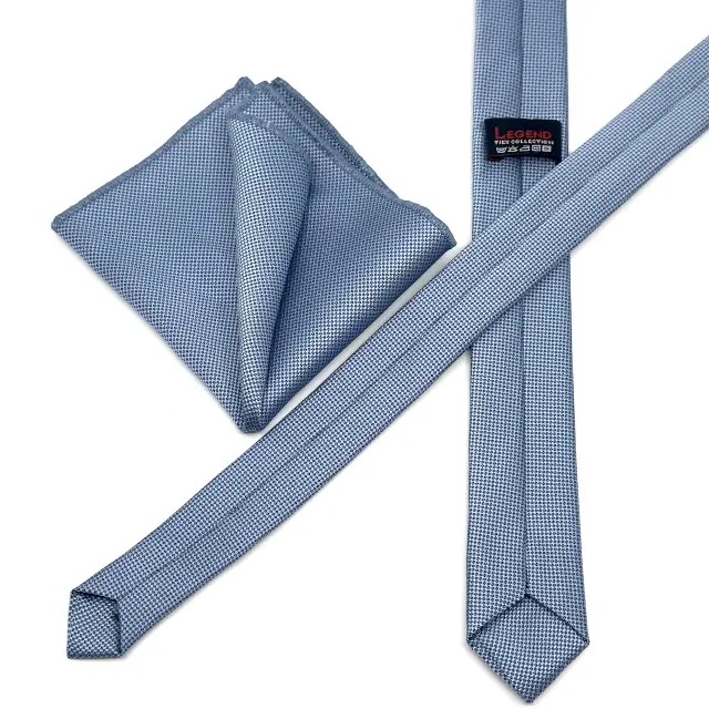 Blue Aesthetic Oxford Γραβάτα Slim 4,5 cm Σετ με Μαντηλάκι 3