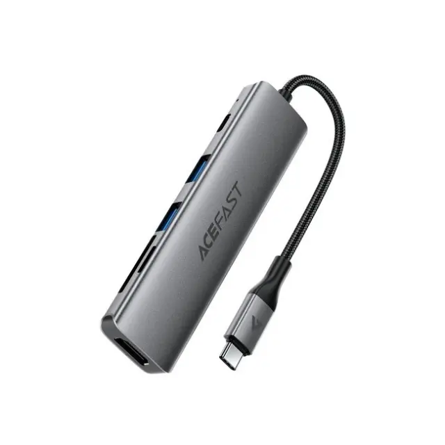 Acefast Docking Station J18 USB-C 6in1 HDMI 4K 60Hz PD 90W Gray