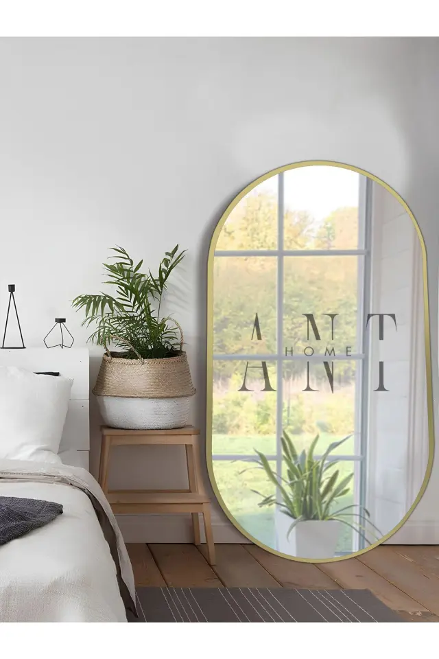 Stewehome Διακοσμητικός καθρέφτης τοίχου MDF οβάλ 90x50 cm 2