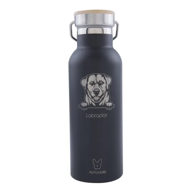 Eco Life Bamboo Thermos Bottle Labrador Μαύρο 500ml Λευκό
