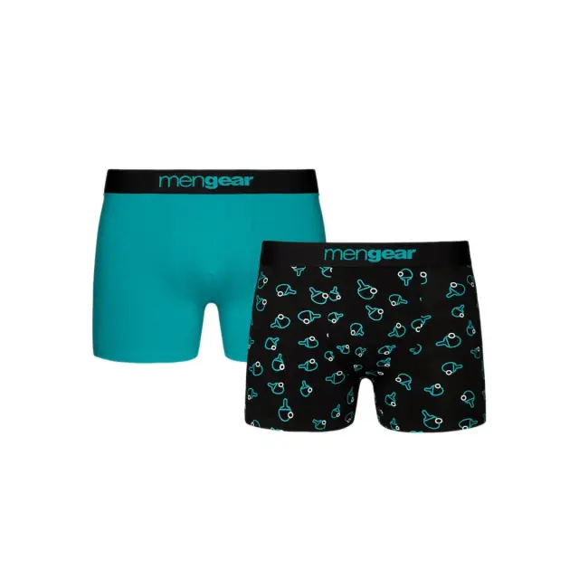 Minerva Ανδρικό Boxer Mengear Ping Pong - Διπλό Πακέτο, Χρώμα Πετρόλ-Μαύρο - S