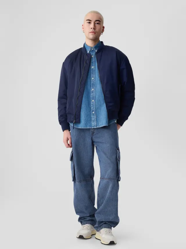 Μπλε Cargo Baggy Τζιν Παντελόνι Medium indigo