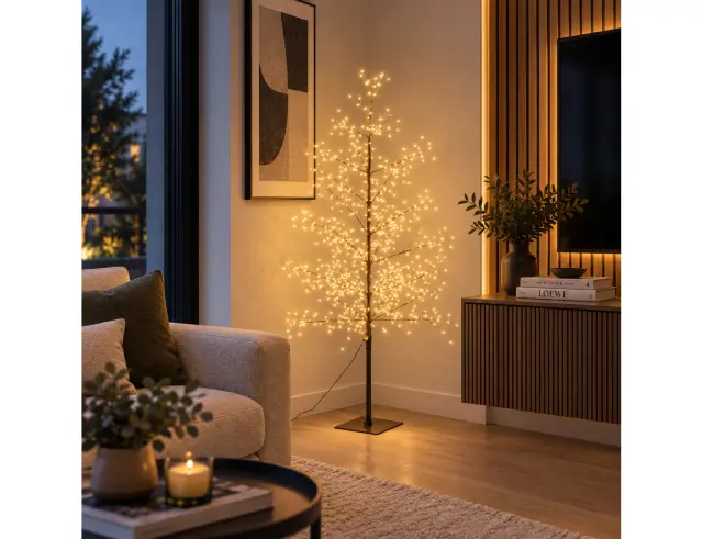 Διακοσμητικό δέντρο με 855 φωτάκια LED, Χρονοδιακόπτη, Dimmer και ύψος 150cm - Θερμό Λευκό AX5393800