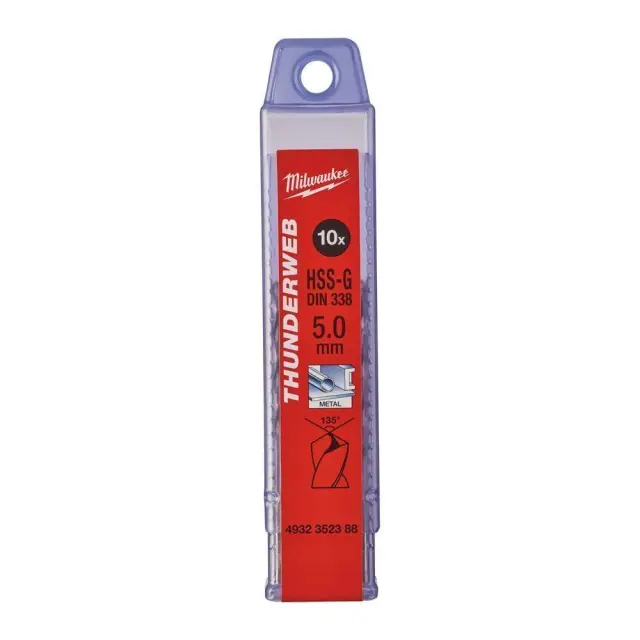 Milwaukee 4932352388 - ΤΡΥΠΑΝΙ ΑΕΡΟΣ ΑΣΗΜΙ HSS-G 5.0mm DIN338 MW 3