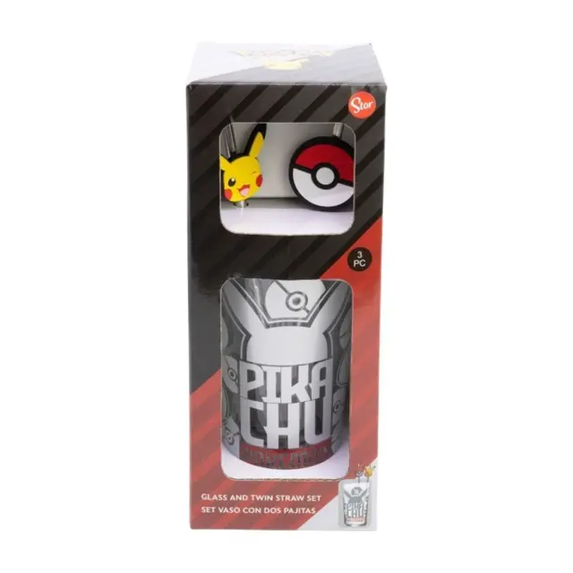 Ποτήρι γυάλινο με 2 καλαμάκια Pokemon Metal Meltdown Young Adult Glass 480ml w twin straw set 31619 2