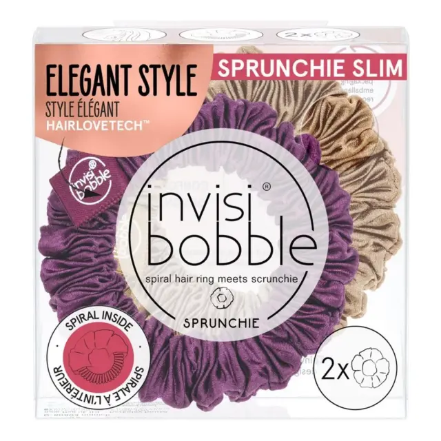 Invisibobble Sprunchie Slim Elegant Style Καφέ + Μπορντώ, 2τμχ 2