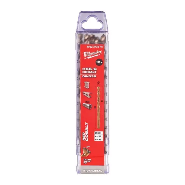 Τρυπάνι Κοβαλτίου HSS-G 6mm DIN338 MILWAUKEE RED COBALT 2