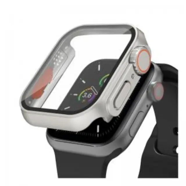 Θήκη PC με Tempered Glass Ahastyle WG115 Apple Watch 7/ 8/ 9 45mm Upgrade σε Ultra Ασημί N66873 2