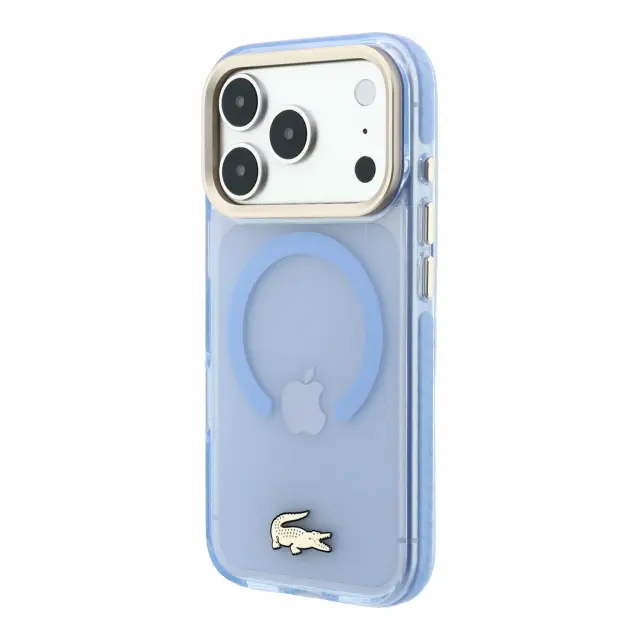 Lacoste PC/TPU Frosted Finish Gold Logo MagSafe Case for iPhone 18 Pro Max Blue 2