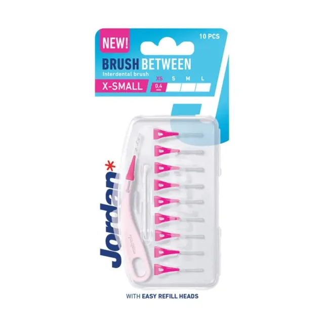Jordan Brush Between Μεσοδόντια Βουρτσάκια με Λαβή και Θήκη, Μέγεθος XS 0,4mm, 10τμχ