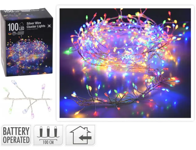 Deco 100 Φωτάκια MicroLED - 1 Μέτρο + 0.5 Μέτρα σύνδεσης , Πυκνή Διάταξη, Ασημί συρμάτινο καλώδιο - Πολύχρωμο AX8717400 2