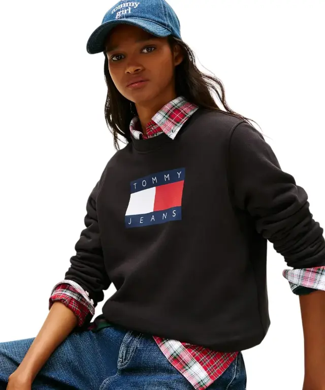 Tommy Hilfiger - Γυναικείο Φούτερ Tonal Flag Sweatshirt Regular Fit DW0DW22564-BDS Μαύρο 2