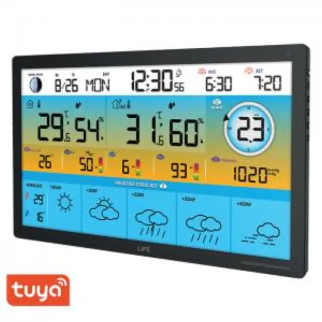 XL TUYA Smart Wi-Fi μετεωρολογικός σταθμός με ασύρματο εξωτερικό αισθητήρα, έγχρωμη οθόνη LCD 15.5\" και πρόγνωση καιρού 5 ημερών 2