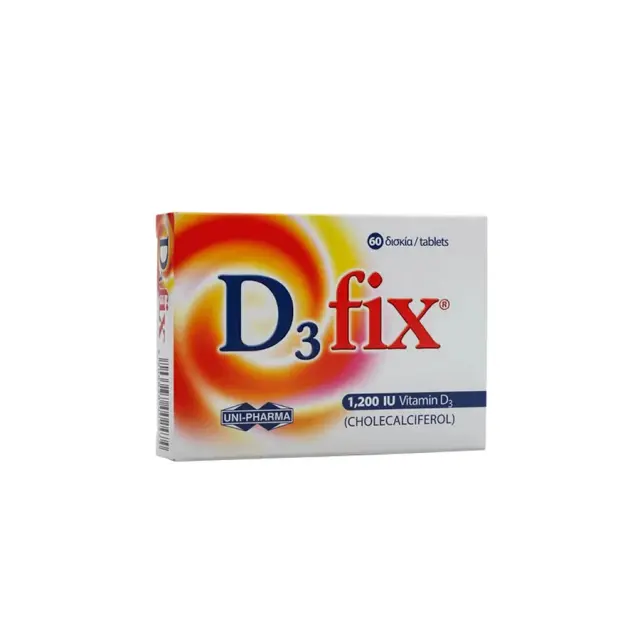 UNI-PHARMA D3 Fix Βιταμίνη D3 για δυνάτά οστά και αρθρώσεις 1.200iu, 60 ταμπλέτες 3