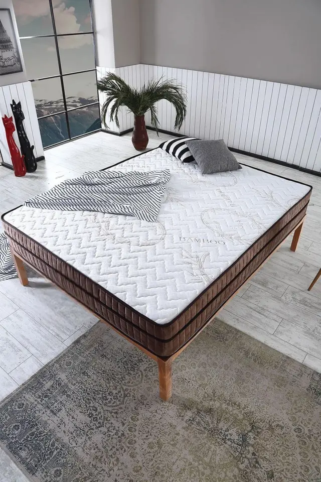 Stewehome Ορθοπεδικό Στρώμα Bamboo Ruyasi Σκληρό -Λευκό Καφέ 120x200x21 cm 3